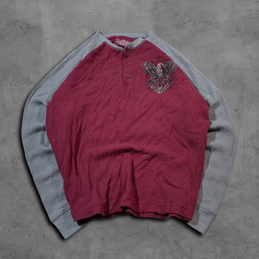 Y2K 2000s Relaxed Red and Grey Rebellion Streetwear Sweater